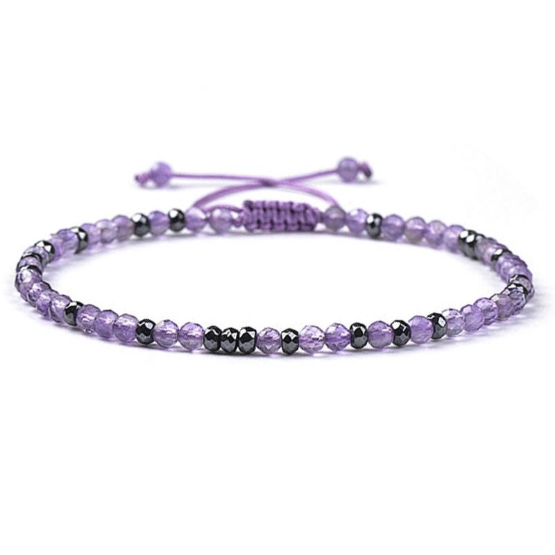 Bracelet Shamballa multi améthyste et hématite (perles facettées 2-3mm)