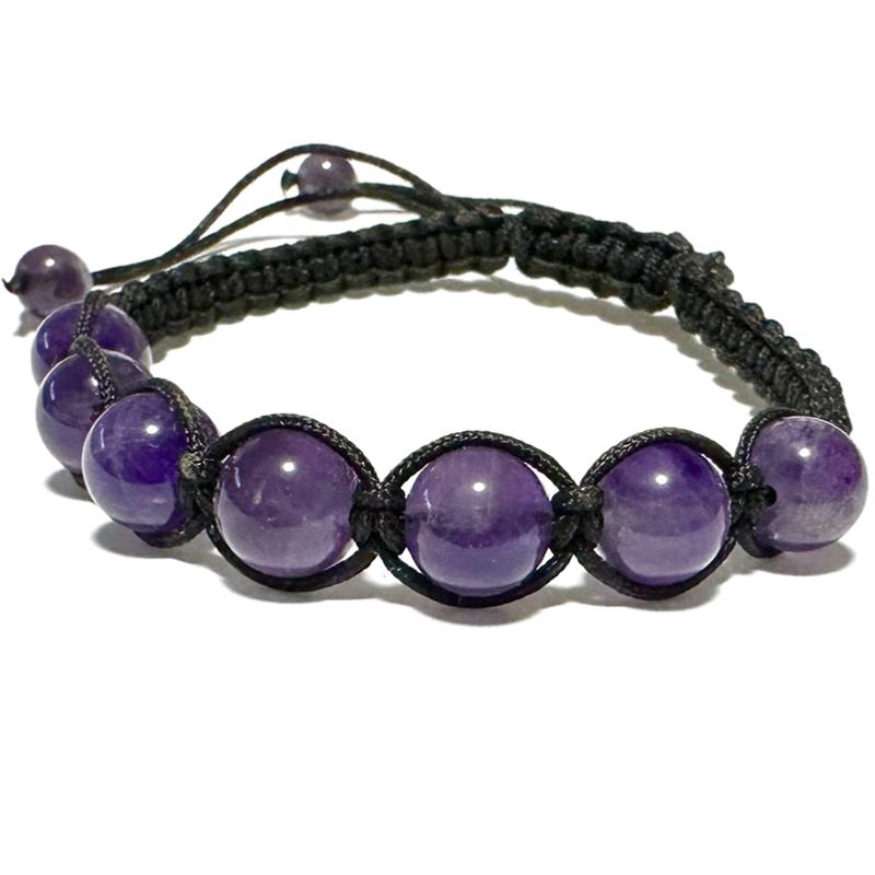 Bracelet Shamballa améthyste Brésil A boules 8mm