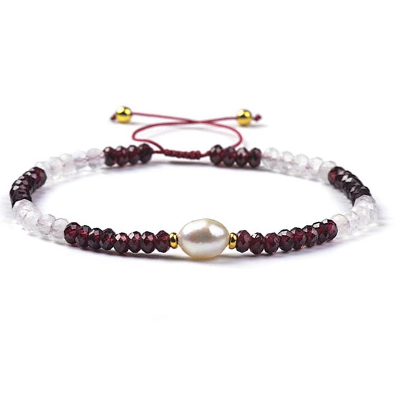 Bracelet Shamballa multi grenat pierre de lune et perle d&