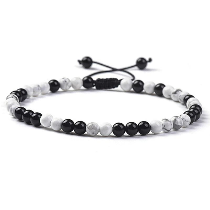 Bracelet Shamballa multi howlite et onyx (boules 3-4mm)