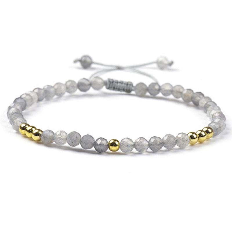 Bracelet Shamballa multi labradorite et perles laiton (boules 3-4mm)