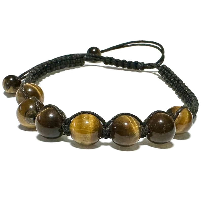 Bracelet shamballa oeil de tigre Afrique du Sud A (boules de 8mm)