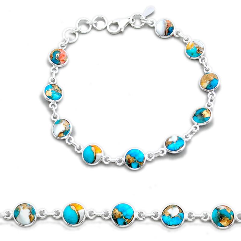 Bracelet turquoise Spiny Oyster Arizona (Kingman) AAA argent 925