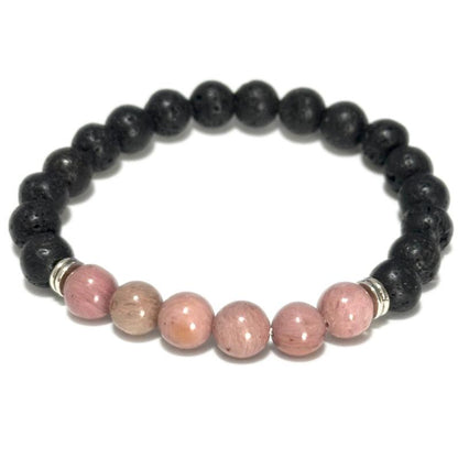 Bracelet &quot;Zodiac&quot; Capricorne - Pierre de lave - Rhodonite (boules 8mm)