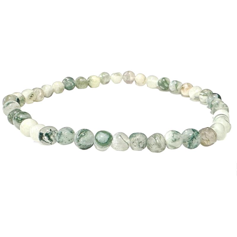 Bracelet agate arbre Inde AB (boules 3-4mm)