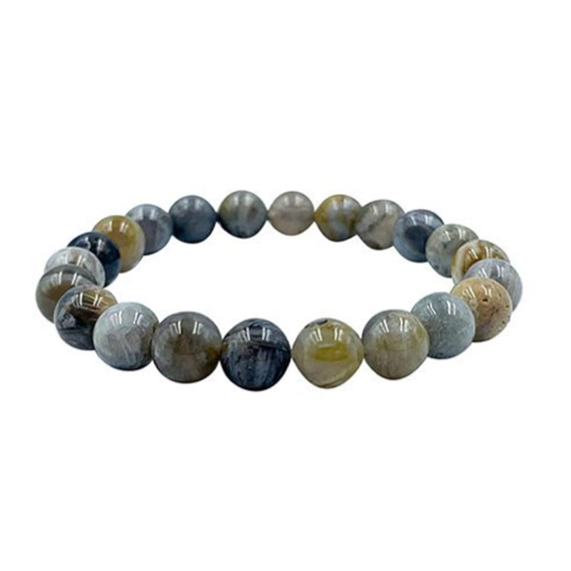 Bracelet agate feuille de Bambou A (boules 5-6mm)