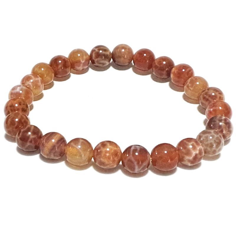 Bracelet agate de feu Brésil A (boules 7-8mm)