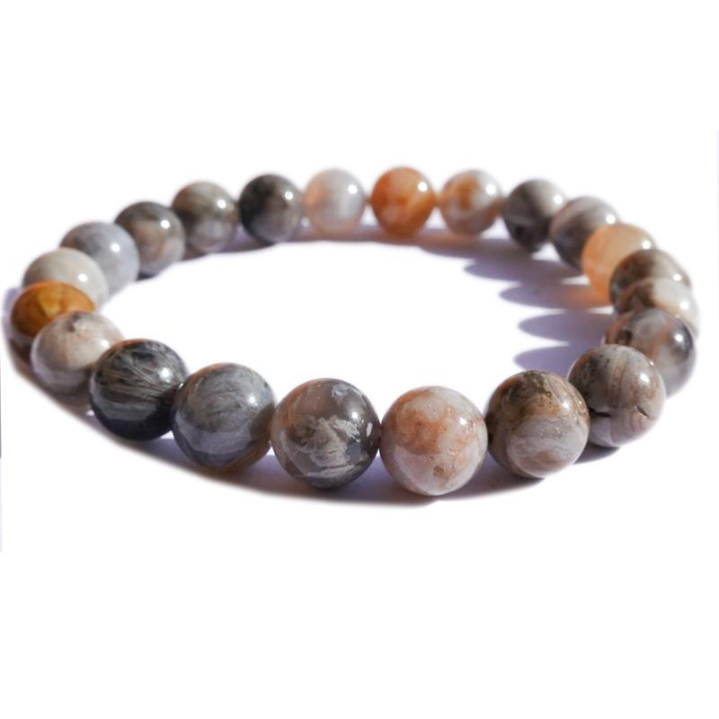 Bracelet agate feuille de Bambou A (boules 7-8mm)