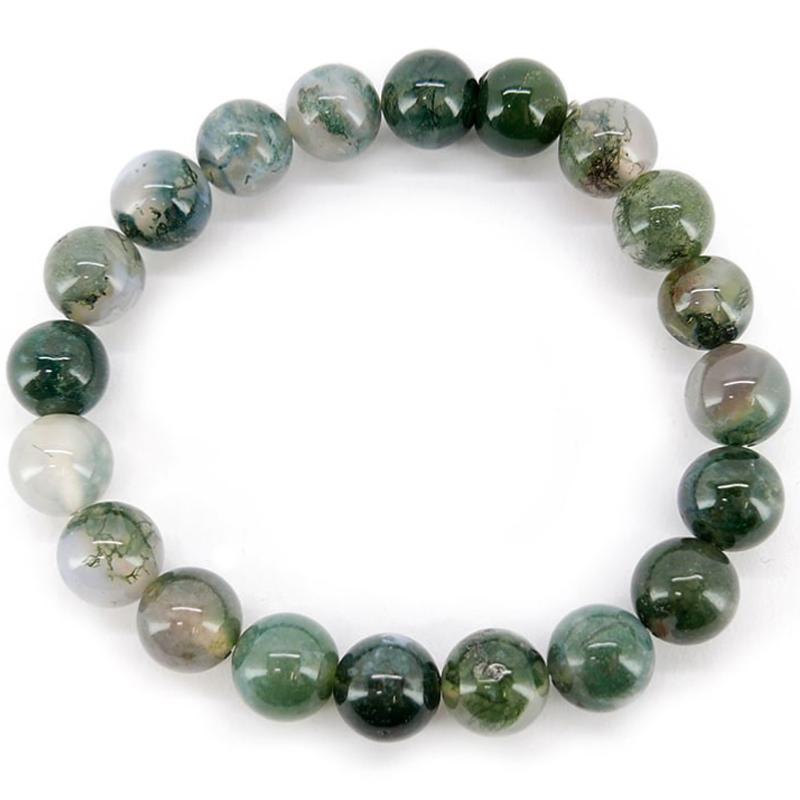 Bracelet agate mousse Brésil AB (boules 10mm)