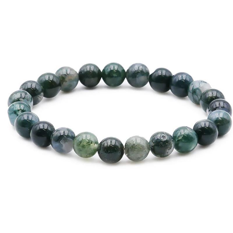 Bracelet agate mousse Brésil AB (boules 7-8mm)