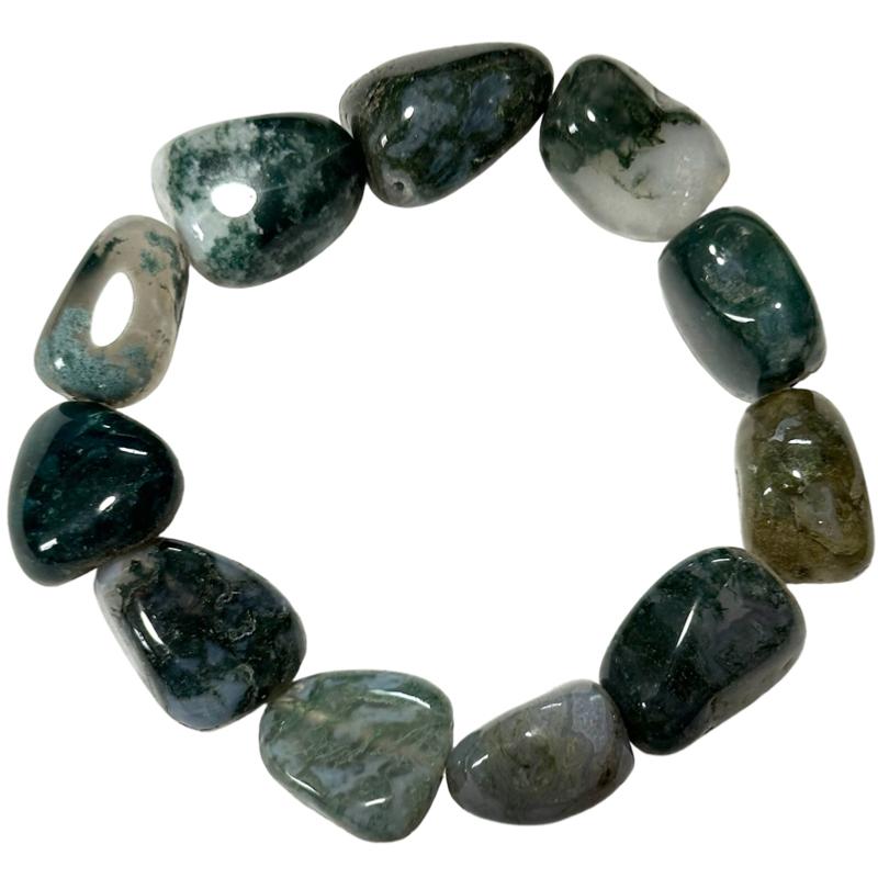 Bracelet agate mousse Brésil AB (pierres roulées) 18-22mm