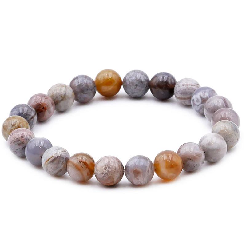 Bracelet agate plume Brésil A (boules 7-8mm)