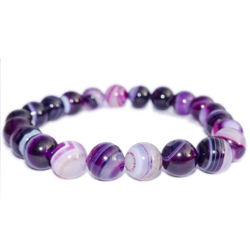 Bracelet agate teintée violette Brésil A (boules 7-8mm)