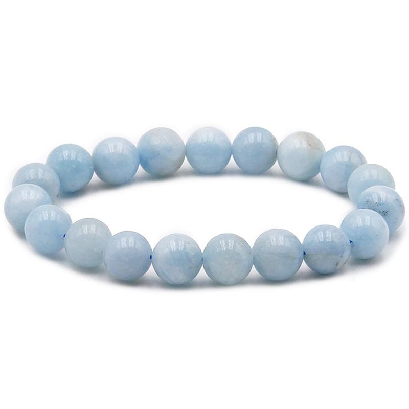 Bracelet aigue marine Brésil AA (boules 9,5-10,5mm)