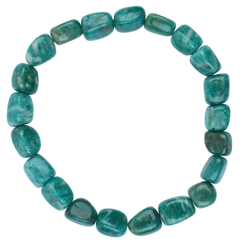 Bracelet amazonite Russie A (pierres roulées 6-10mm)