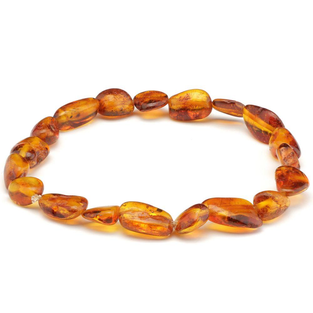 Bracelet ambre cognac A (pierres roulées)