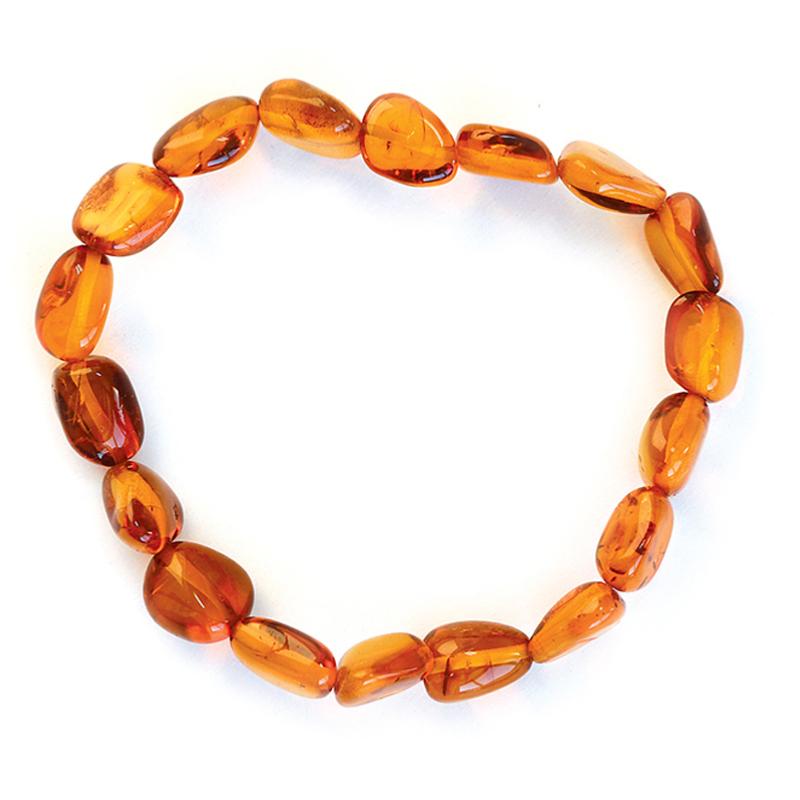 Bracelet ambre cognac A (pierres roulées)