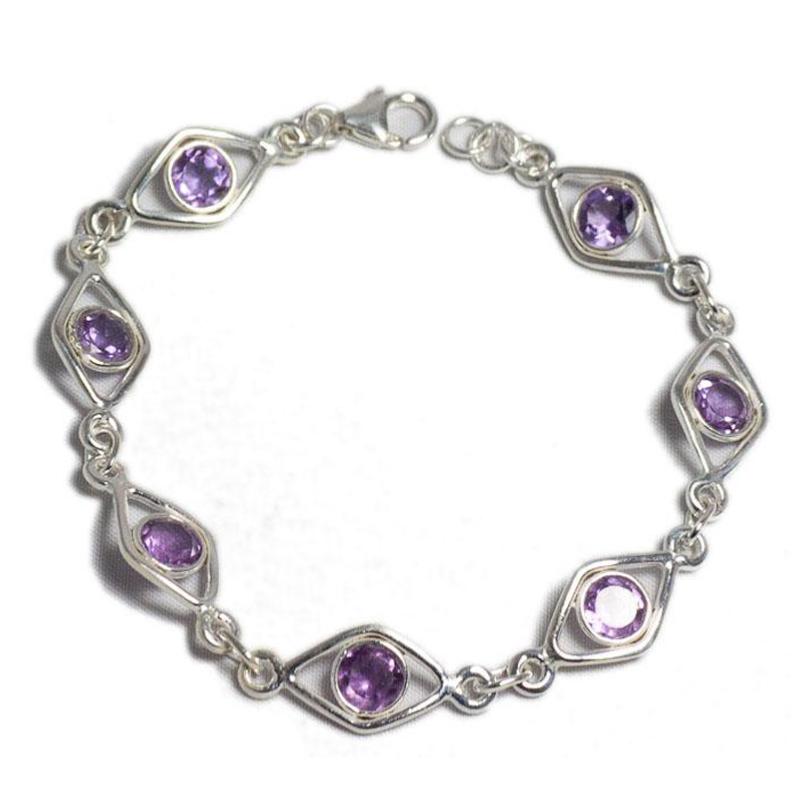 Bracelet améthyste Brésil AA argent 925