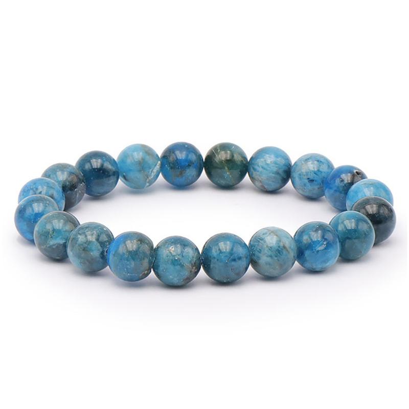 Bracelet apatite bleue Madagascar A+ (boules 10mm)