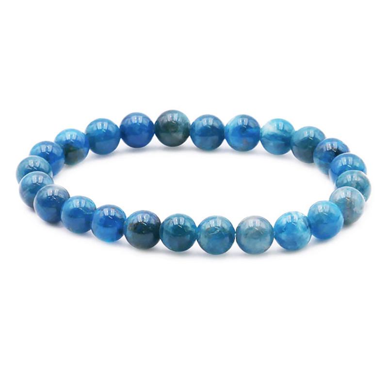 Bracelet apatite bleue Madagascar A+ (boules 7-8mm)