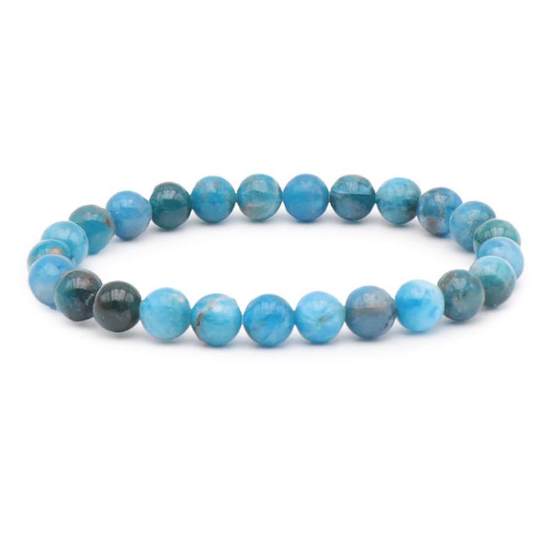 Bracelet taille enfants apatite bleue A+ (boules 5-6mm)