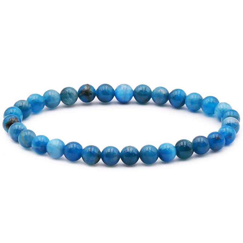 Bracelet apatite bleue Madagascar AA (boules 5-6mm)