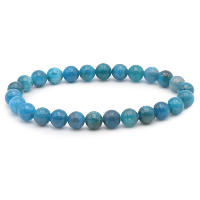 Bracelet apatite bleue Madagascar A+ (boules 7-8mm) - Taille L