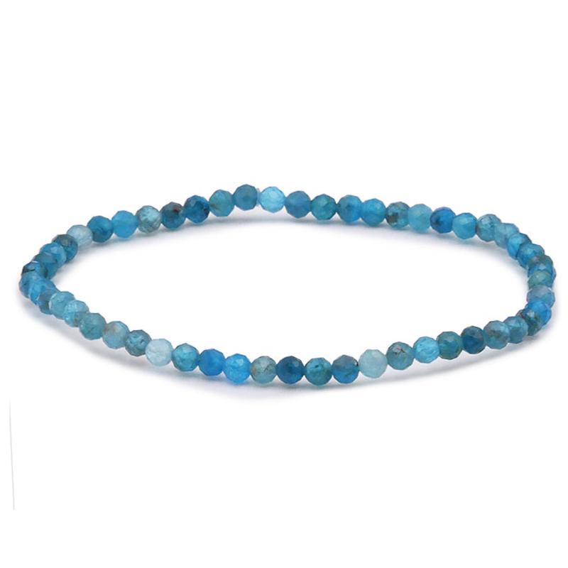 Bracelet apatite bleue Madagascar A (perles facettées 3-4mm)