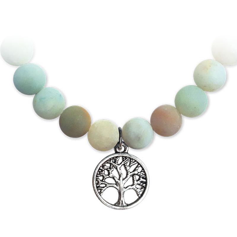 Bracelet arbre de vie amazonite dépolie A (boules 7-8mm)