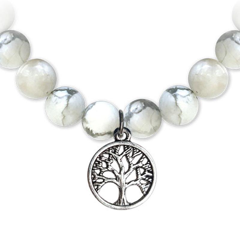 Bracelet arbre de vie howlite A (boules 7-8mm)