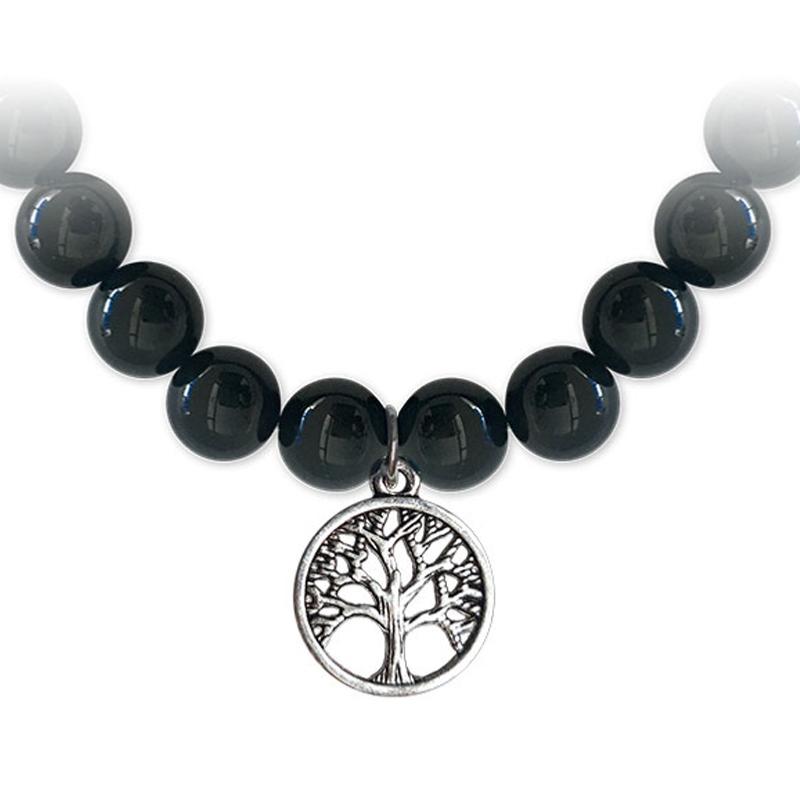 Bracelet arbre de vie onyx A (boules 7-8mm)