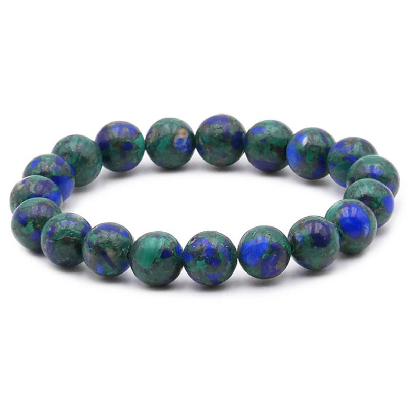 Bracelet azurite-malachite naturelle Congo A+ (boules 10mm)