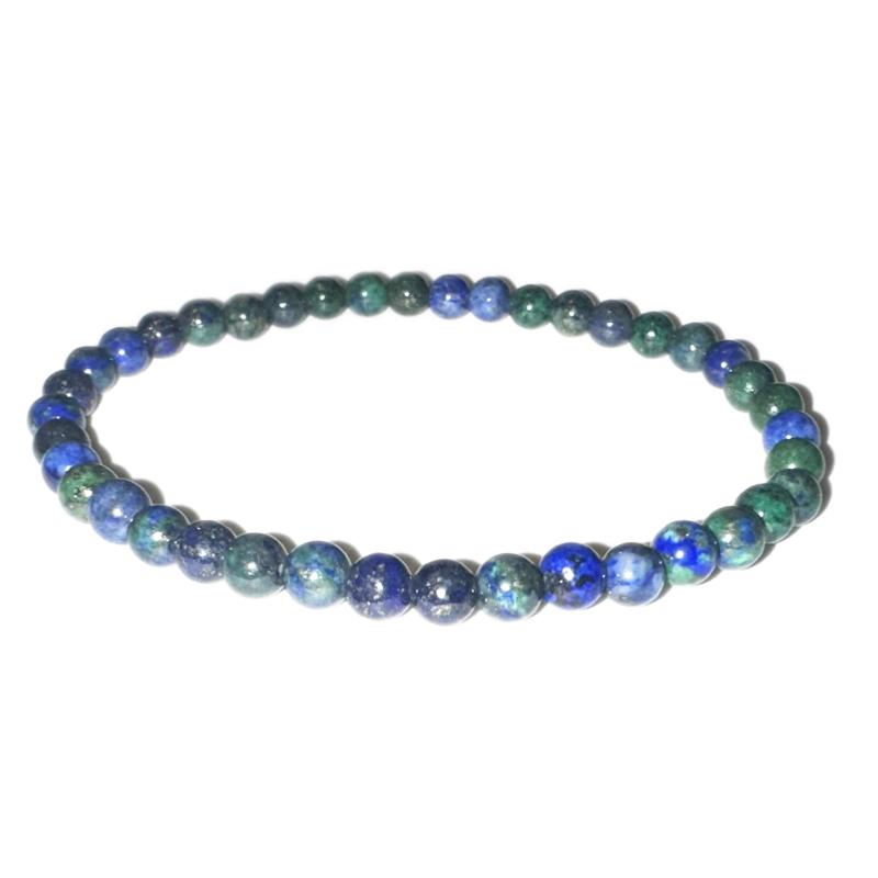 Bracelet azurite-malachite stabilisée Pérou A (boules 3-4mm)