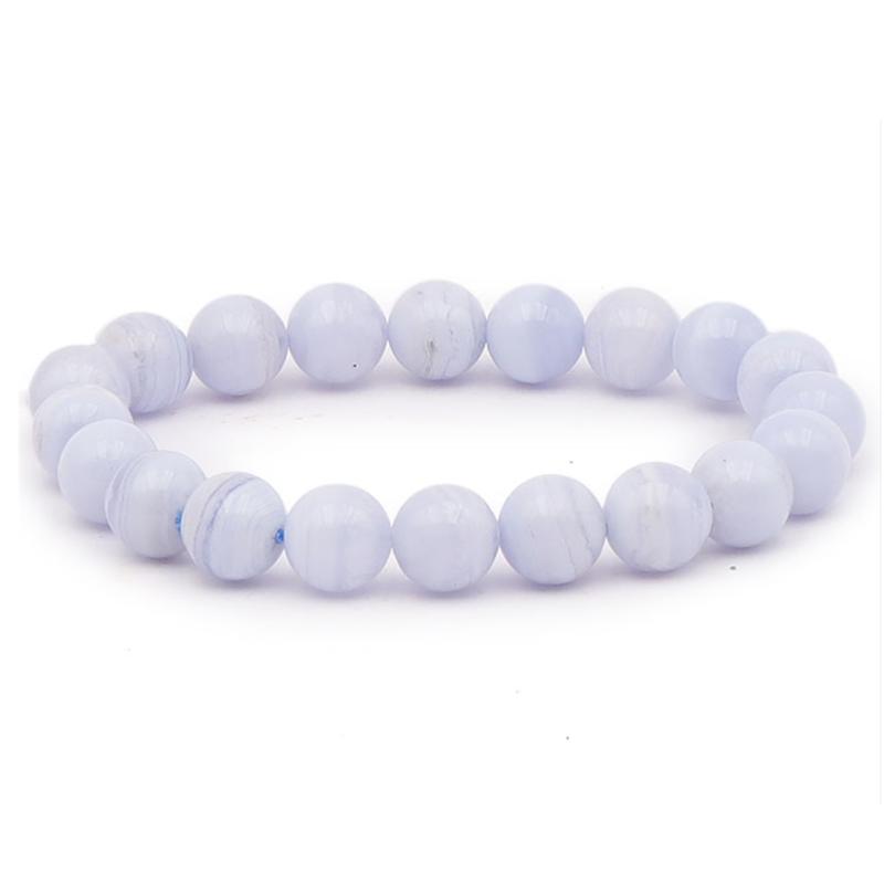 Bracelet calcédoine bleue Namibie AA (boules 10mm)