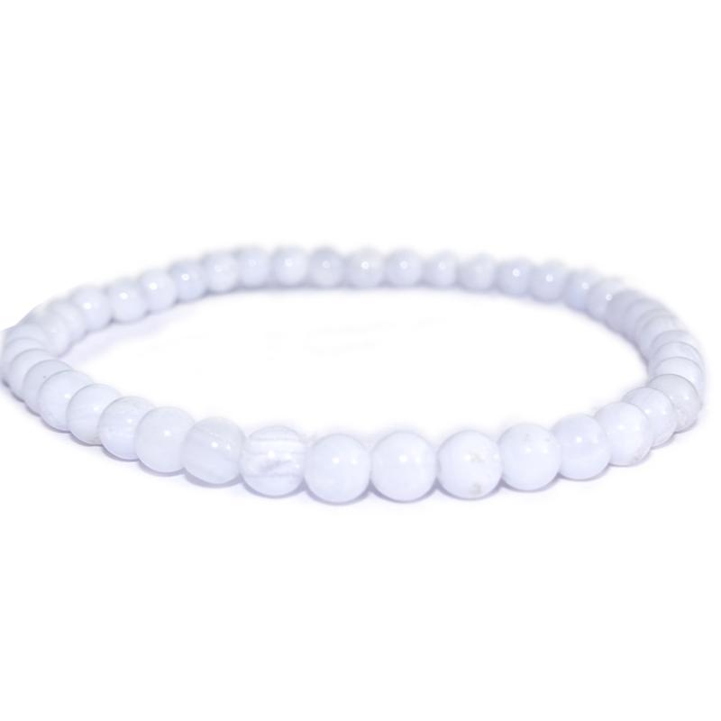 Bracelet calcédoine bleue Namibie A (boules 3-4mm)