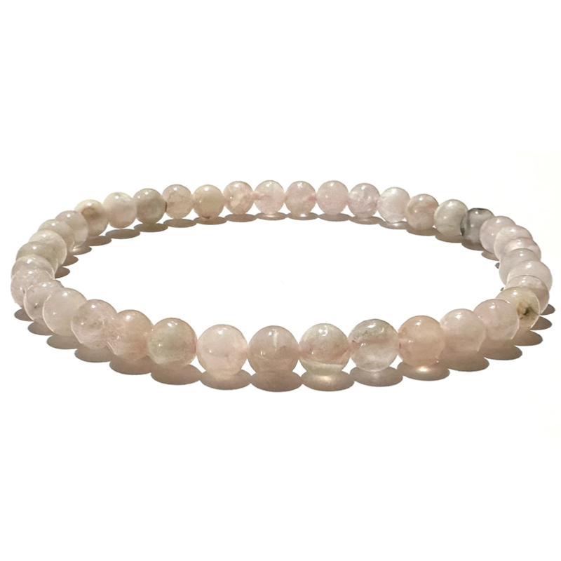 Bracelet calcédoine rose Brésil AA (boules 3-4mm)