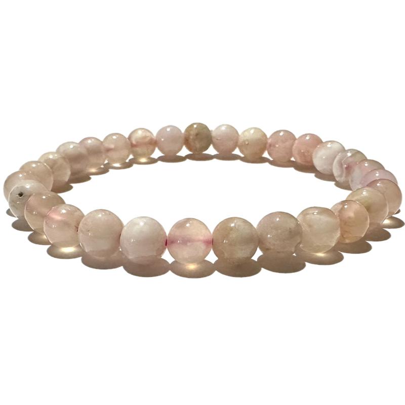 Bracelet calcédoine rose Brésil AA (boules 5-6mm)