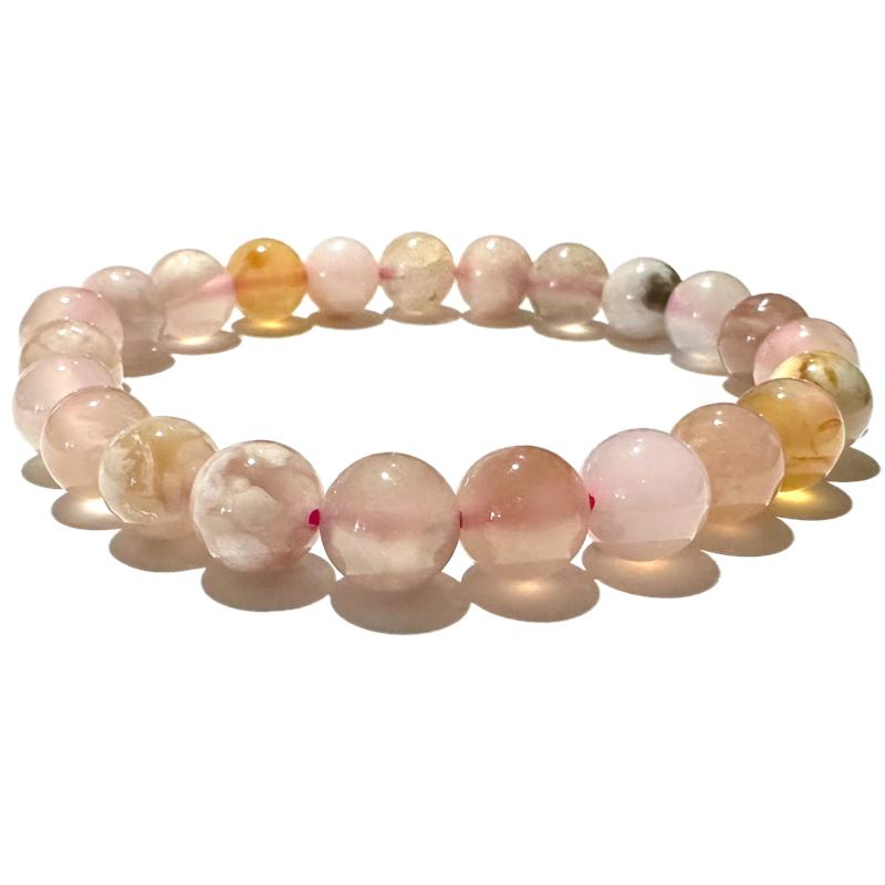 Bracelet calcédoine rose Brésil AA (boules 7-8mm)