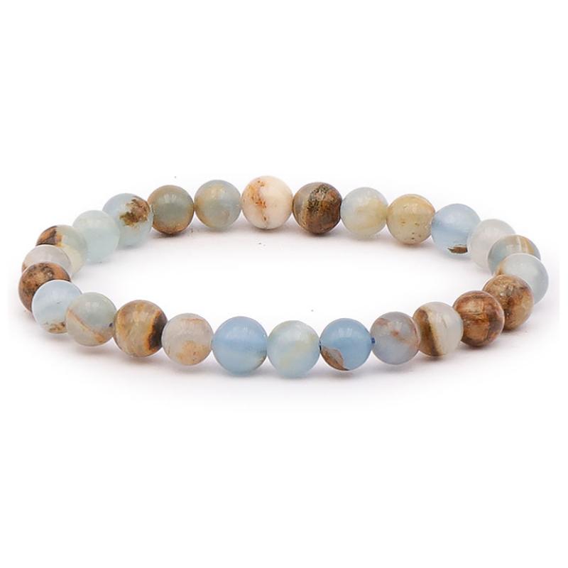 Bracelet calcite bleue sur Guangue Mexique AA (boules 7,5-8,5mm)