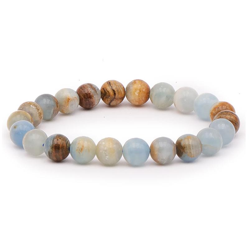 Bracelet calcite bleue sur Guangue Mexique AA (boules 9-10mm)