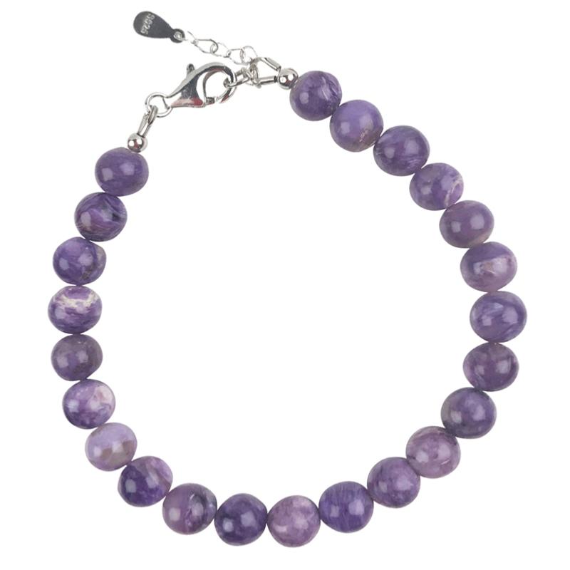 Bracelet charoite argent 925 (boules 7mm)