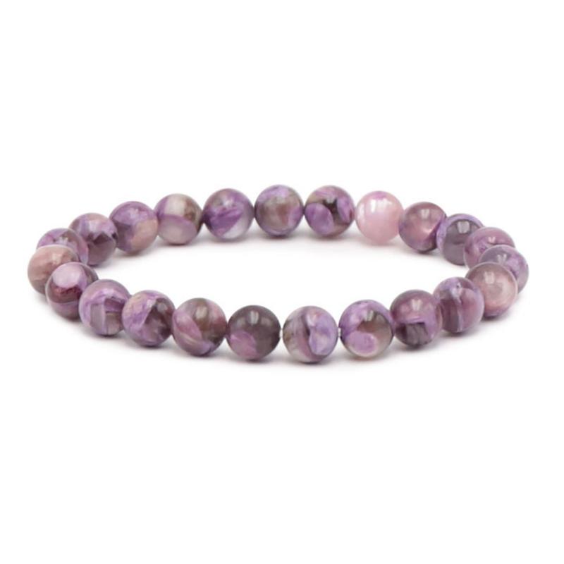 Bracelet charoite sur Quartz et Mica Russie AA+ (boules 7-8mm)