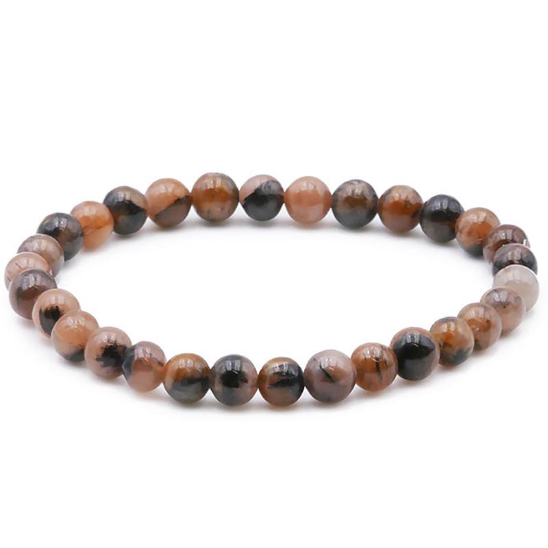 Bracelet chiastolite Chine AA (boules 5-6mm)