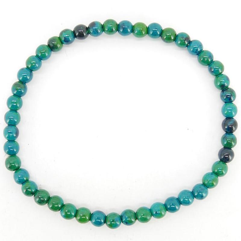 Bracelet chrysocolle chauffé et stabilisé Mexique A (boules 3-4mm)