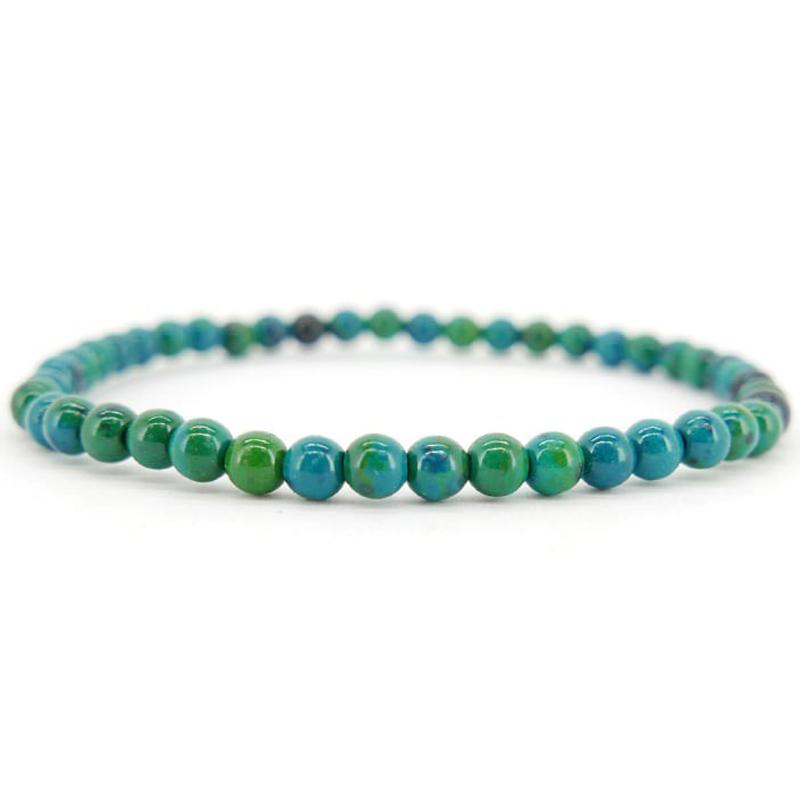 Bracelet chrysocolle chauffé et stabilisé Mexique A (boules 3-4mm)