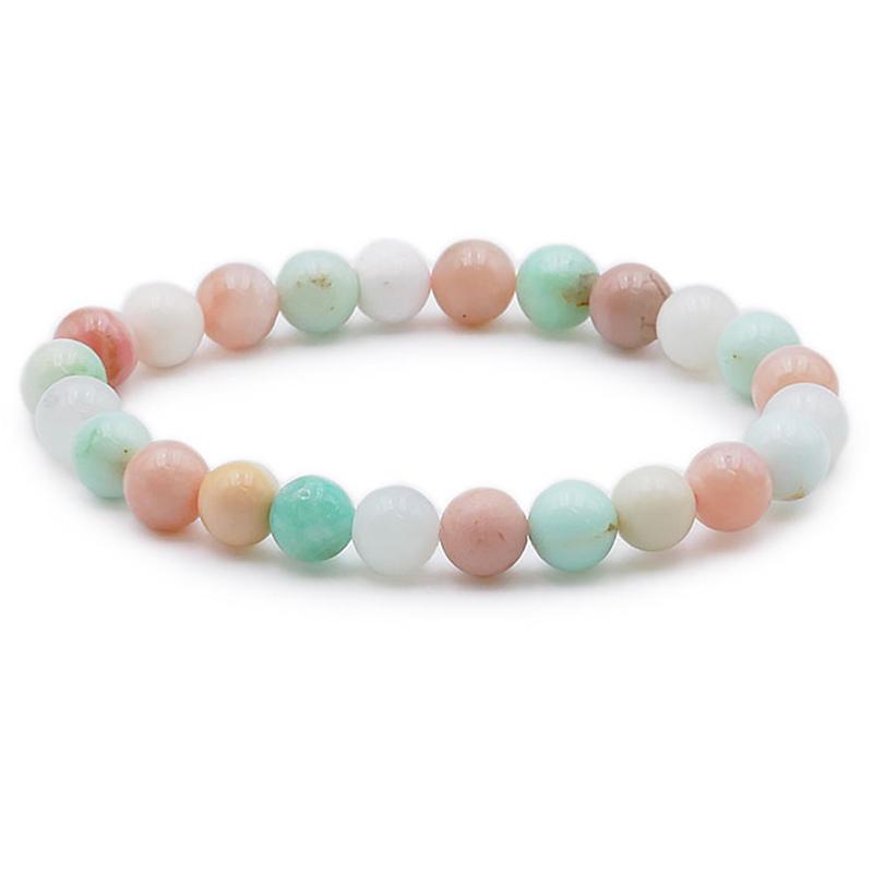 Bracelet multi chrysoprase opale rose A+ (boules 7-8mm)