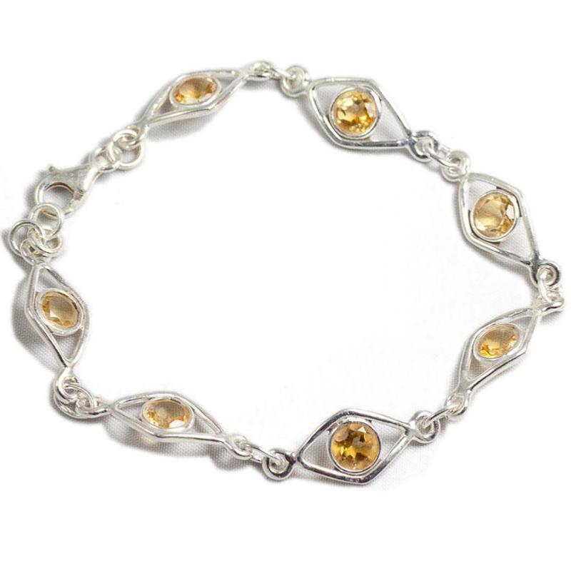 Bracelet citrine naturelle Brésil AA argent 925