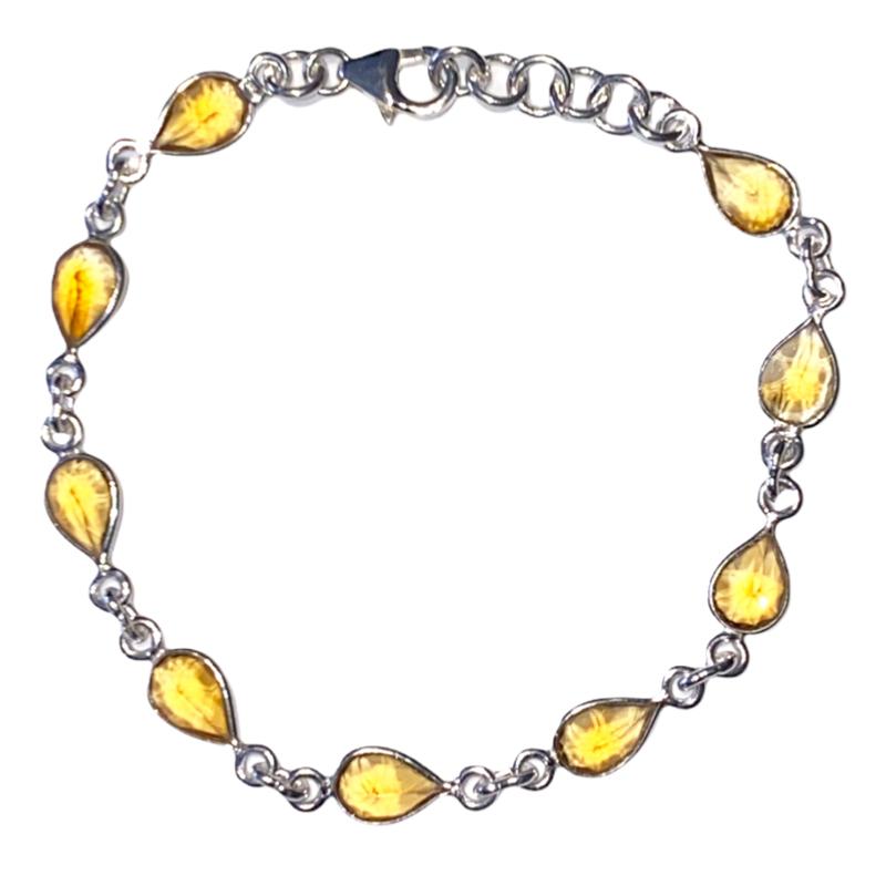 Bracelet citrine naturelle Brésil AA argent 925