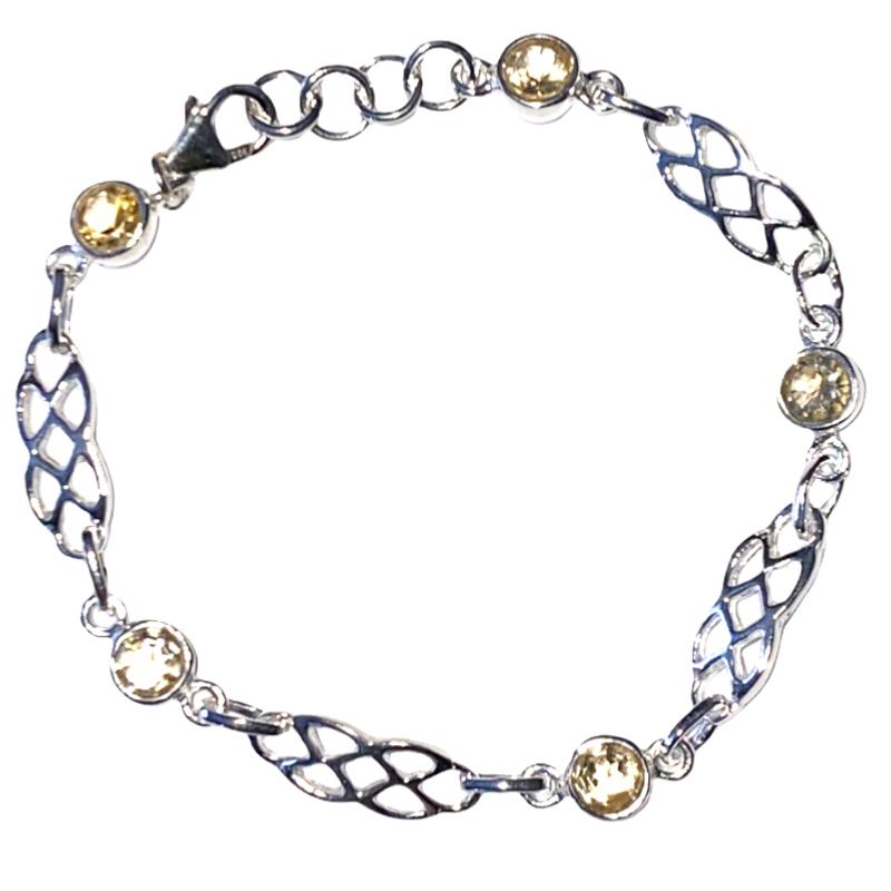 Bracelet citrine naturelle Brésil AA argent 925