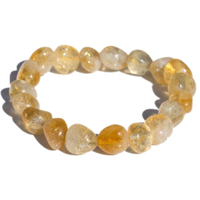 Bracelet citrine chauffée Brésil  A pierres roulées 10-12mm